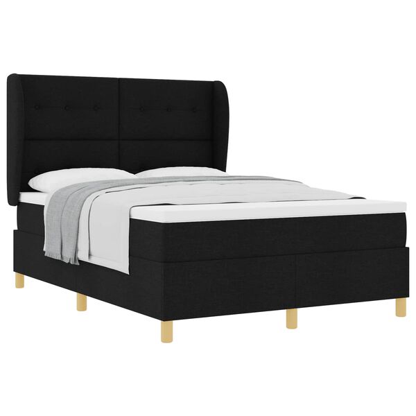 vidaXL Lit &agrave; ressorts avec matelas Noir 200 x 140 cm tissu
