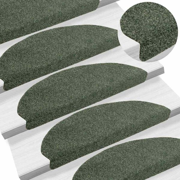 vidaXL Tapis d'escalier autocollants 30 pi&egrave;ces 65 x 21 x 4 cm Vert Demi-rond Grand