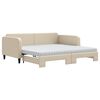 vidaXL Lit de jour avec gigogne et matelas cr&egrave;me 100x200 cm tissu