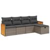 vidaXL Salon de jardin 5 pcs avec coussins gris r&eacute;sine tress&eacute;e