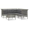vidaXL Salon de jardin 6 pcs avec coussins Gris R&eacute;sine tress&eacute;e