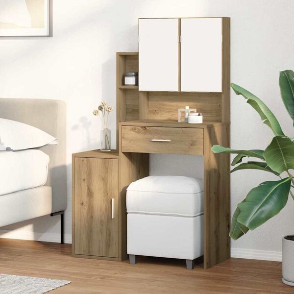 vidaXL Table de Toilette avec tiroir Ch&ecirc;ne artisanal 80 x 35 x 132 cm