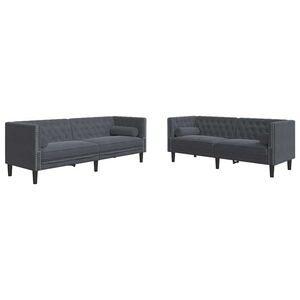vidaXL Canap&eacute; de salon 2 pcs Gris fonc&eacute; 194 x 74,5 x 70,5 cm Velours