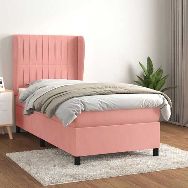 vidaXL Sommier &agrave; lattes de lit et matelas Rose 80x200 cm Velours