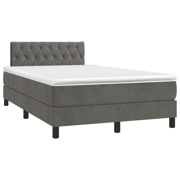 vidaXL Sommier &agrave; lattes de lit et matelas Gris fonc&eacute; 120x200cm Velours