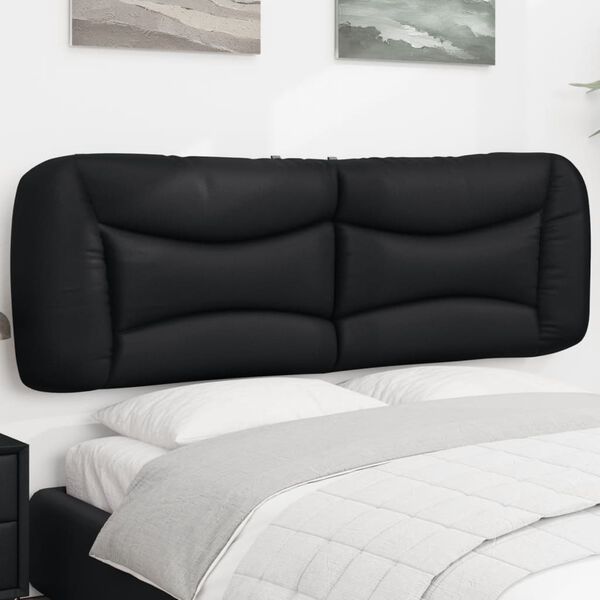 vidaXL Coussin de t&ecirc;te de lit Hvar noir 152 cm similicuir