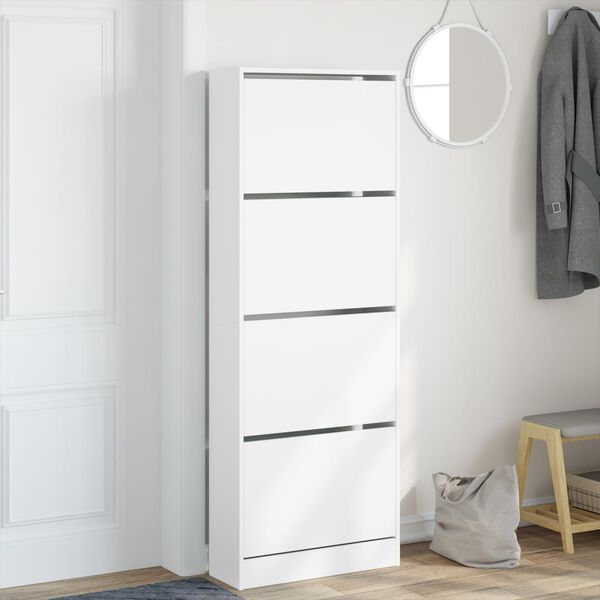 vidaXL Armoire &agrave; chaussures blanc 60x21x163,5 cm bois d'ing&eacute;nierie