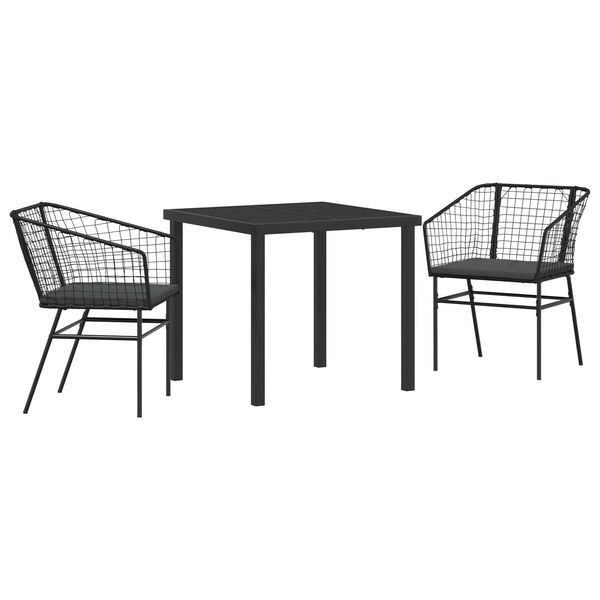 vidaXL Ensemble de salle &agrave; manger pour jardin 3 pcs Noir polyrotin