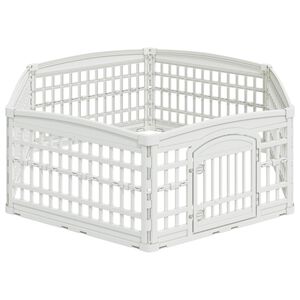 vidaXL Parc de Jeu pour Chiens &agrave; 6 Panneaux Blanc 179 x 151 x 58 cm