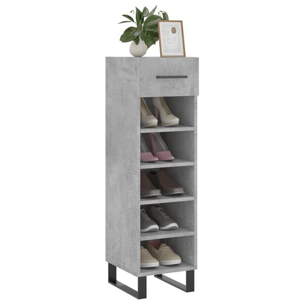 vidaXL Armoire &agrave; chaussures gris b&eacute;ton 30x35x105 cm bois d'ing&eacute;nierie