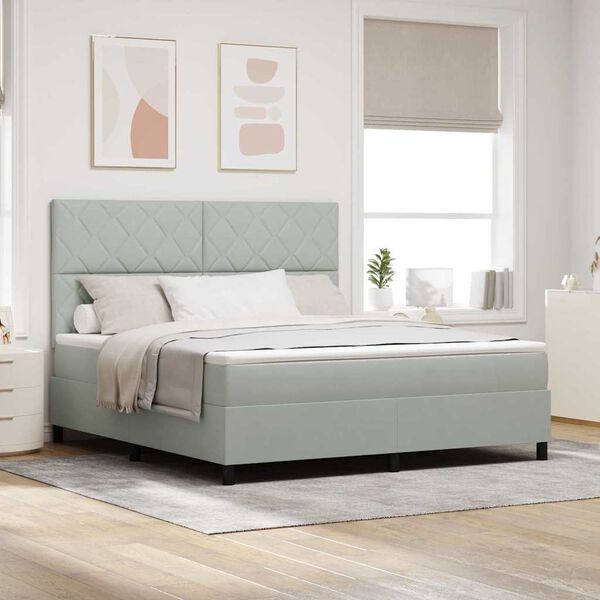 vidaXL Lit &agrave; ressorts avec matelas Gris clair 180 x 200 cm tissu