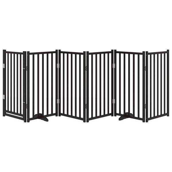 vidaXL Barri&egrave;re pour chiens avec porte 6 panneaux bois de sapin massif