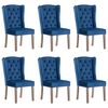 vidaXL Chaises à manger lot de 6 bleu velours