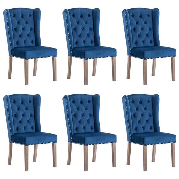 vidaXL Chaises à manger lot de 6 bleu velours