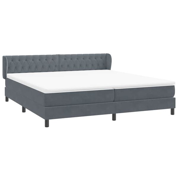 vidaXL Sommier &agrave; lattes de lit et matelas gris fonc&eacute; 180x220cm velours