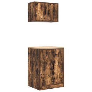 vidaXL Armoires de garage 2 pcs ch&ecirc;ne fum&eacute; bois d'ing&eacute;nierie