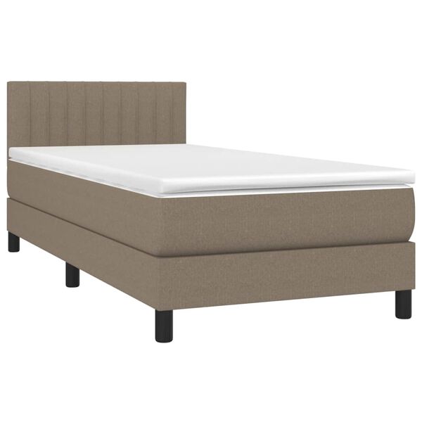 vidaXL Sommier &agrave; lattes de lit avec matelas Taupe 90x190 cm Tissu