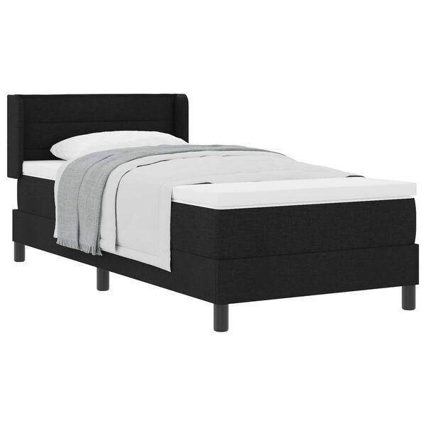 vidaXL Lit &agrave; ressorts avec matelas Noir 200 x 80 cm Polyester