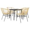 vidaXL Ensemble &agrave; manger jardin 5pcs marron poly rotin verre