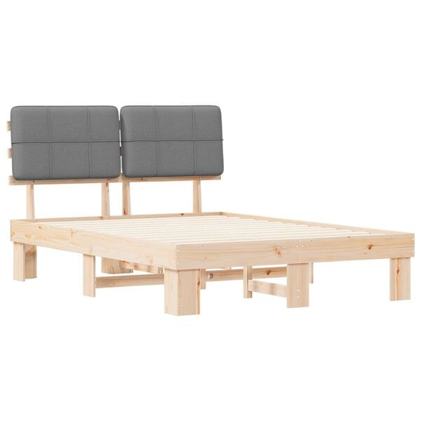 vidaXL Cadre de lit avec t&ecirc;te de lit rembourr&eacute;e Gris clair