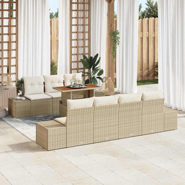 vidaXL Ensemble de salle &agrave; manger pour jardin 8 pcs Beige et cr&egrave;me