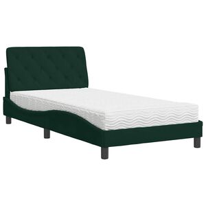 vidaXL Lit avec matelas vert fonc&eacute; 100x200 cm velours