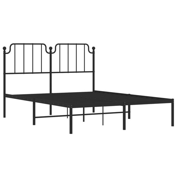 vidaXL Cadre de lit m&eacute;tal sans matelas avec t&ecirc;te de lit noir 140x190cm