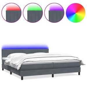 vidaXL Sommier &agrave; lattes de lit et matelas et LED gris fonc&eacute; 180x220cm velours