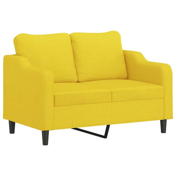 vidaXL Ensemble de canapés 2 pcs avec coussins Jaune clair Tissu