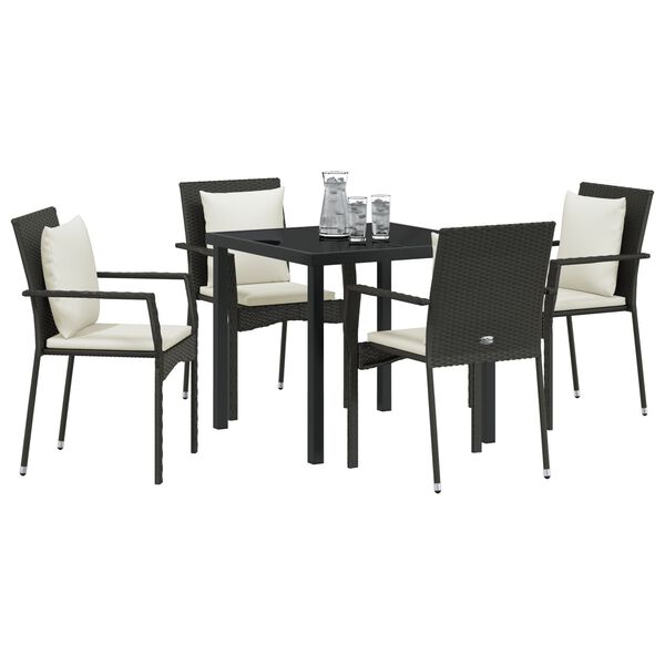 vidaXL Ensemble de salle &agrave; manger pour jardin 5 pcs Noir polyrotin