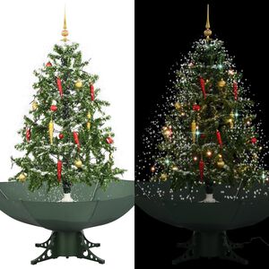 vidaXL Arbre de No&euml;l neigeux avec base de parapluie Vert 140 cm