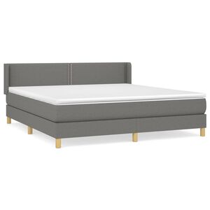 vidaXL Sommier &agrave; lattes de lit avec matelas Gris fonc&eacute; 180x200cm Tissu