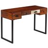 vidaXL Bureau Bois de Sesham massif et cuir véritable 117x50x76 cm