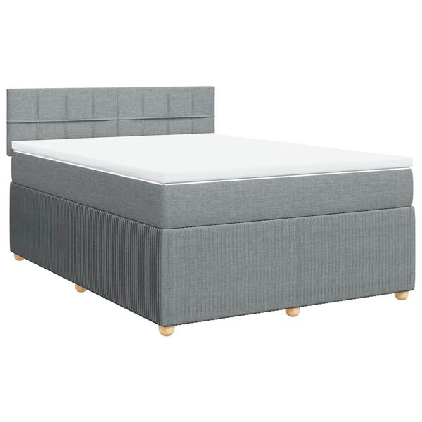 vidaXL Sommier &agrave; lattes de lit avec matelas Gris clair 160x200cm Tissu