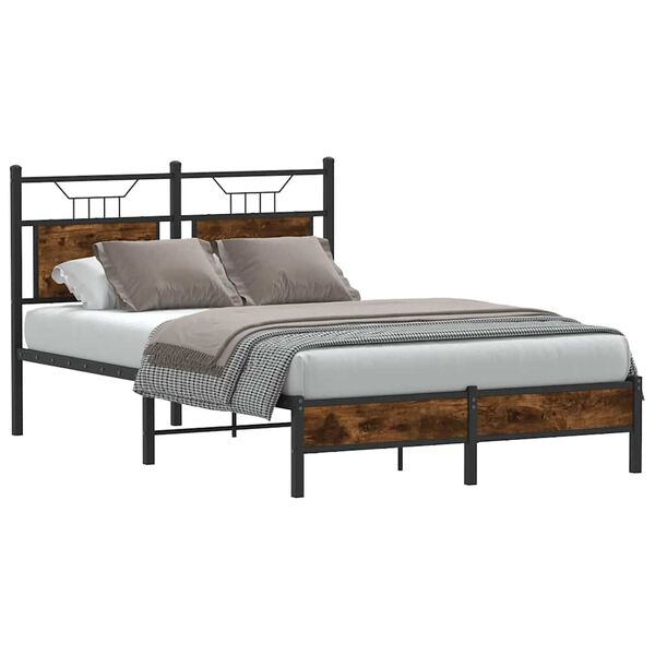 vidaXL Cadre de lit sans matelas ch&ecirc;ne fum&eacute; 120x190 cm bois ing&eacute;nierie