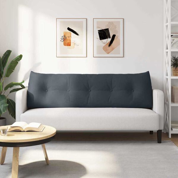 vidaXL Coussin de Dos Gris fonc&eacute; 160 x 24 x 50 cm Velours