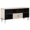 vidaXL Meuble TV Blanc 100 x 33,5 x 46 cm Bois de mangue massif
