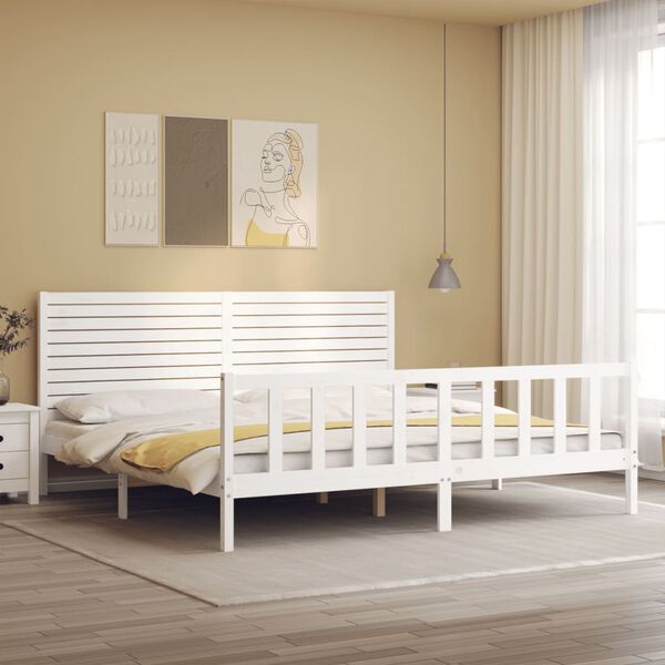 vidaXL Cadre de lit sans matelas blanc bois massif de pin