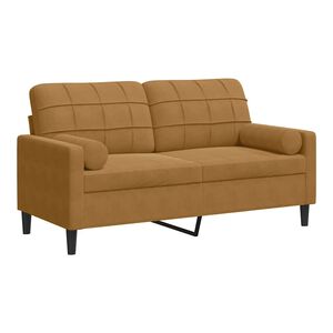 vidaXL Canap&eacute; 2 places avec oreillers d&eacute;coratifs brun 140 cm velours