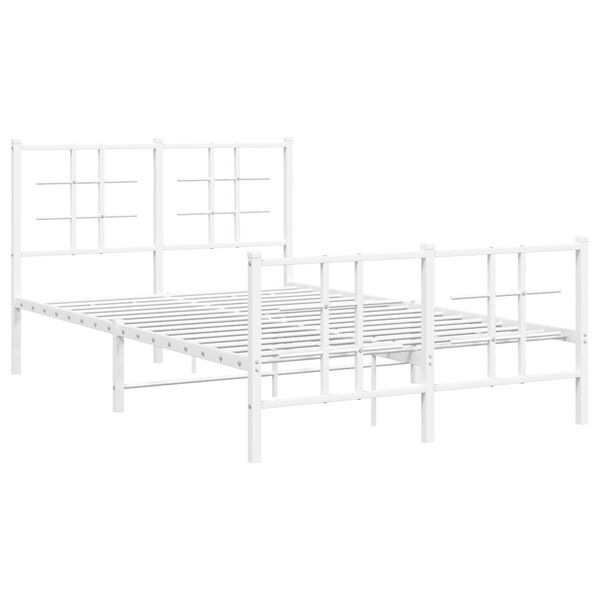 vidaXL Cadre de lit métal sans matelas et pied de lit blanc 120x200 cm