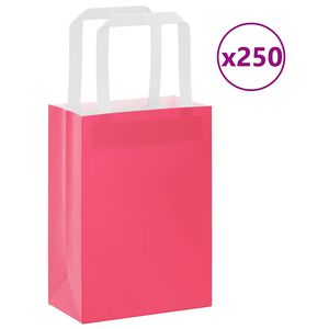 vidaXL Sacs en papier 250 pcs avec poignées rose 15x8x21 cm
