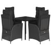 vidaXL Ensemble &agrave; manger de jardin coussins 5pcs Noir R&eacute;sine tress&eacute;e
