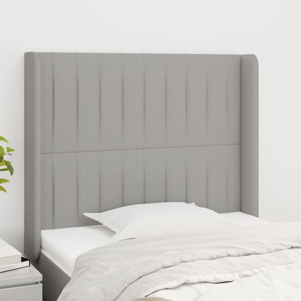 vidaXL T&ecirc;te de lit avec oreilles Gris clair 93x16x118/128 cm Tissu