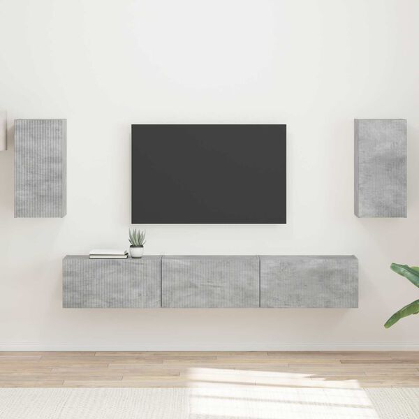 vidaXL Ensemble meuble TV 5 pcs Gris b&eacute;ton Bois d'ing&eacute;nierie