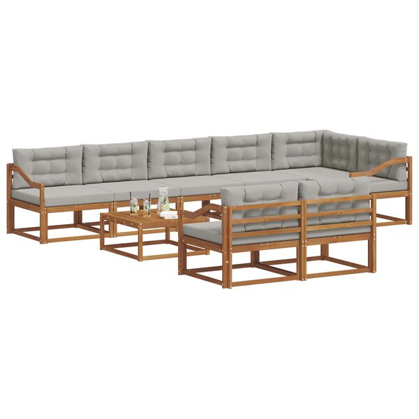 vidaXL Ensemble de canap&eacute;s d'ext&eacute;rieur 9 pcs Gris Naturel et Clair