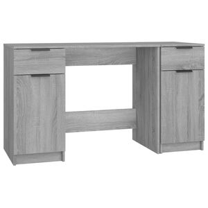 vidaXL Bureau avec armoire lat&eacute;rale Sonoma gris Bois d'ing&eacute;nierie