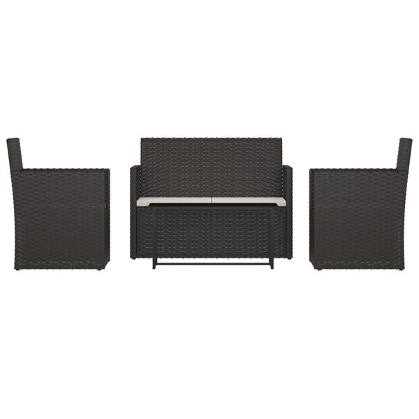 vidaXL Mobilier d'ext&eacute;rieur 4 pcs avec coussins R&eacute;sine tress&eacute;e Noir