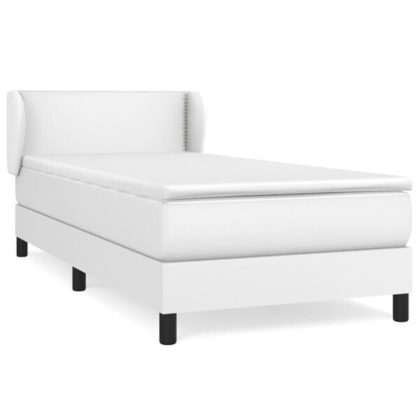 vidaXL Sommier &agrave; lattes de lit avec matelas Blanc 90x190 cm Similicuir