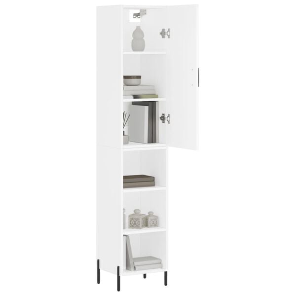 vidaXL Buffet haut Blanc 34,5x34x180 cm Bois d'ing&eacute;nierie
