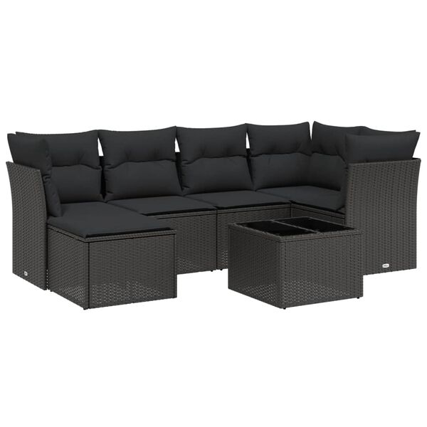 vidaXL Salon de jardin 6 pcs avec coussins noir résine tressée